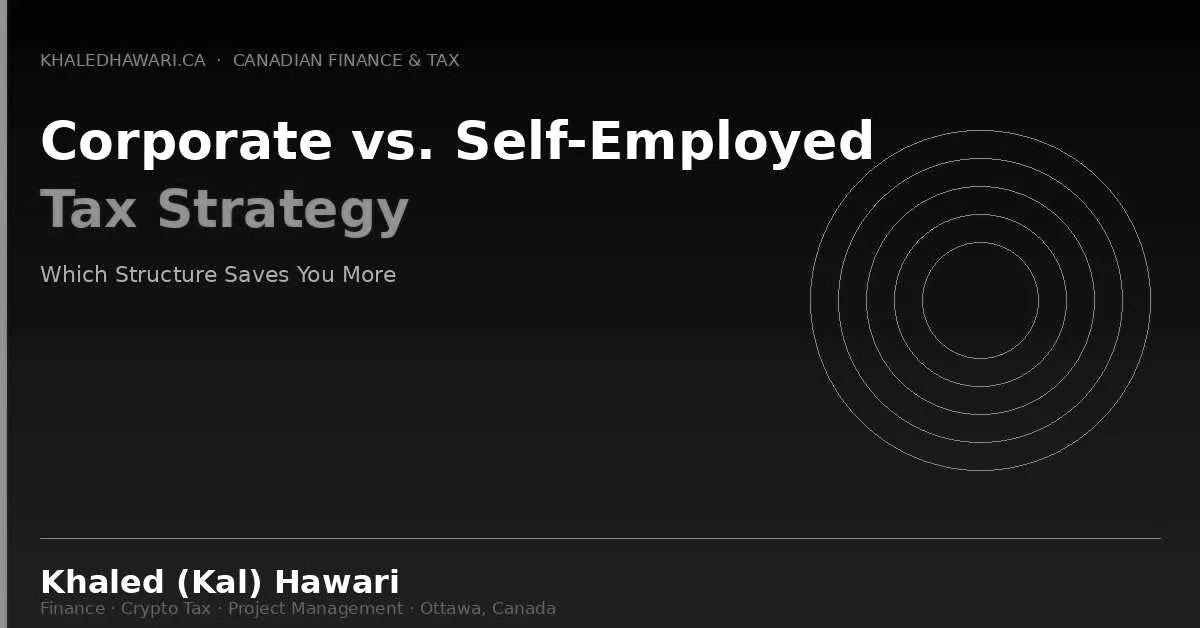 Corporate vs. Self-Employed Tax Strategy: Which Structure Saves You Most? - Khaled Kal Hawari Ottawa