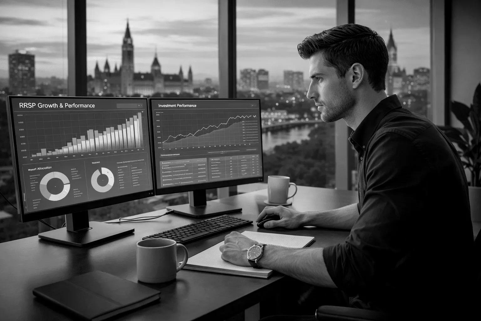 Tech worker reviewing RRSP portfolio growth